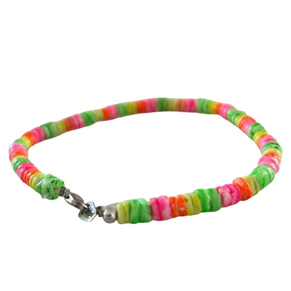 Colorful Rainbow Puka Shell Beaded Anklet - Picture 2 of 5